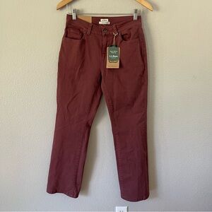 L.L. Bean Classic Fit Straight Leg Stretch Jeans Size 4 Petite Red Currant